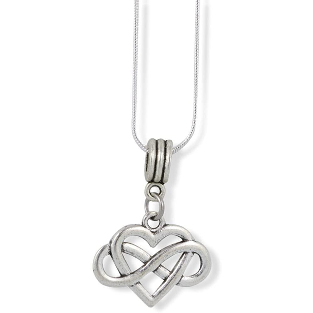Heart with Infinity Charm Snake Chain Necklace Pendant